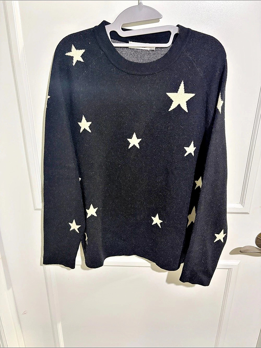 Another Love Star Print Crewneck Sweater in Black Size Small Like New